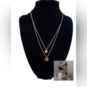 NECKLACE 925 STERLING SILVER 18K GOLD PLATED PENDENT DISCS 16” BRIDAL